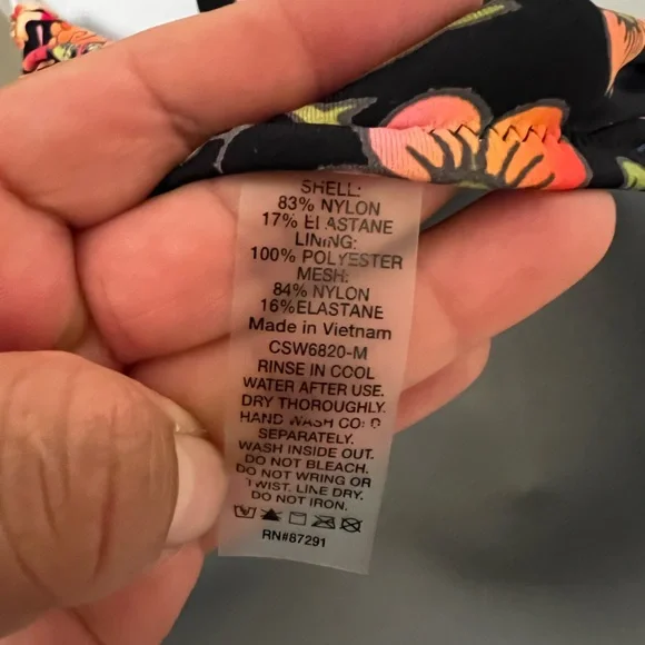 Johny Was Dreamer Bandeau Floral Black One-Piece Swimsuit Size L - Picture 6 of 6